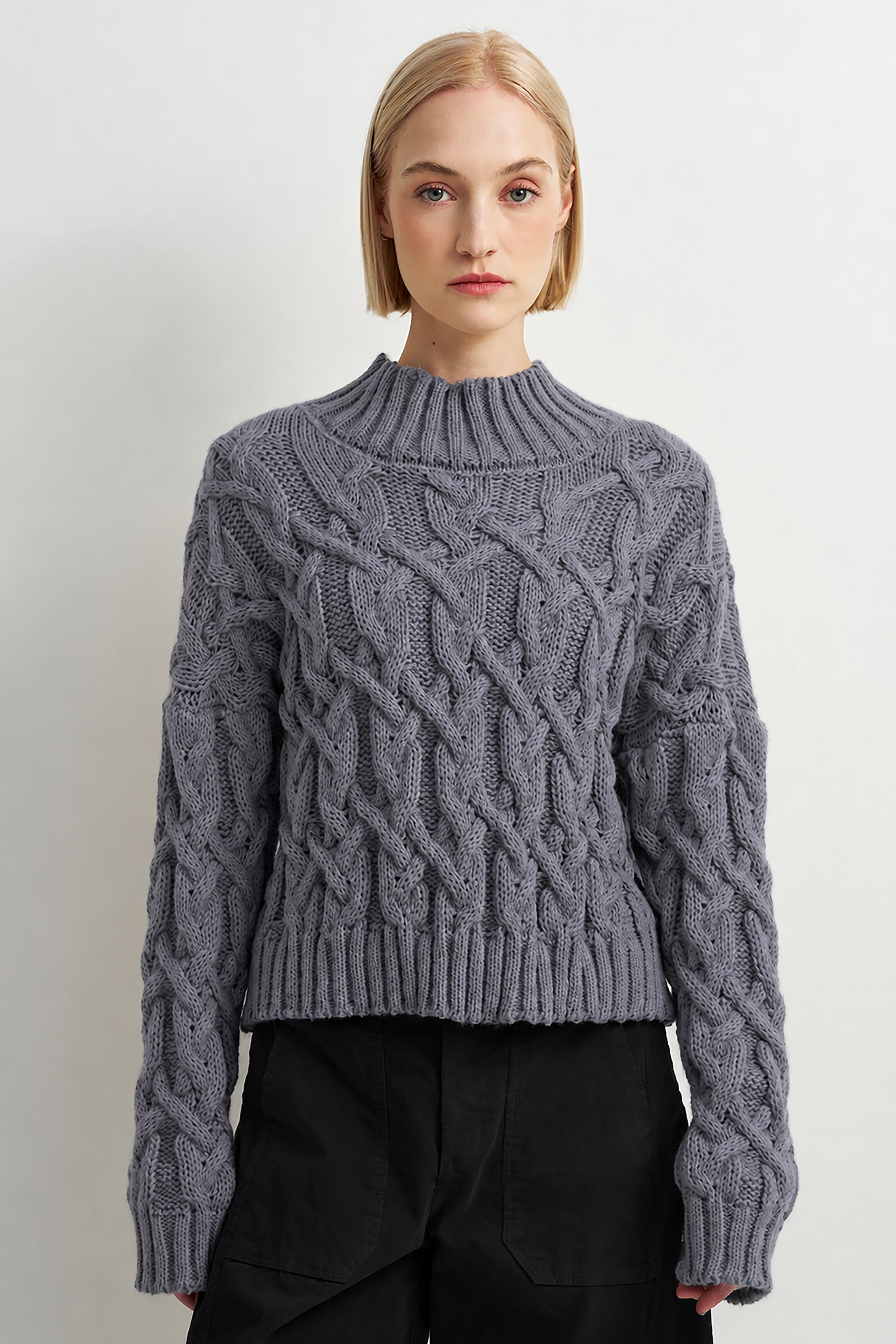 トップス andequal docking lib knit CHARCOAL Otis Mock – Astrid Clothing